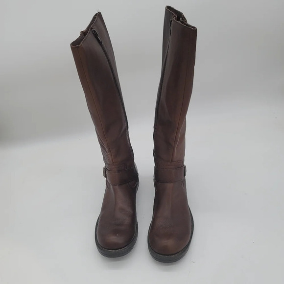 Sarah Jayne Canyon Brown Leather Round Toe Side Zip Knee High Boots Women’s 7.5M - Picture 4 of 11